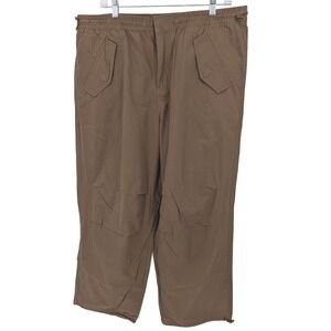 PacSun Baggy Cargo Pants Mens Large Brown Cotton Elastic Waist Skater Y2K New